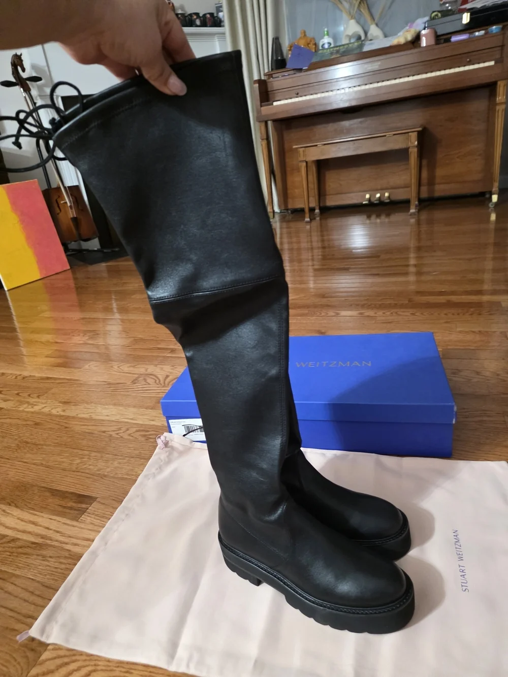 Stuart Weitzman Black Over-the-Knee Leather Boots